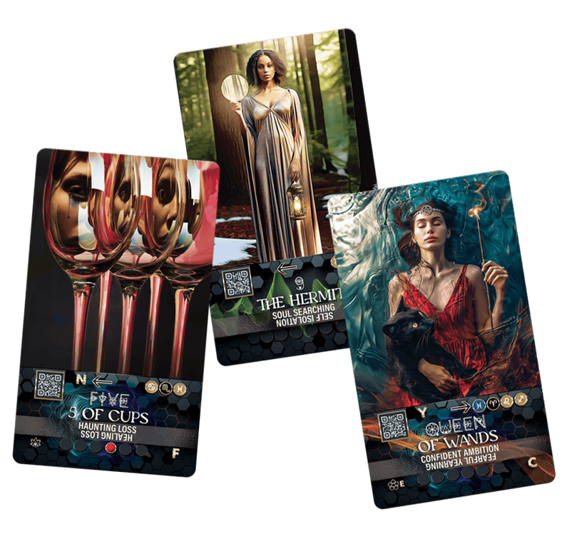 Glasses of tarot cards for clarity and intuition, focusing on spiritual guidance and tarot reading mastery, symbolizing inner wisdom and spiritual connection.