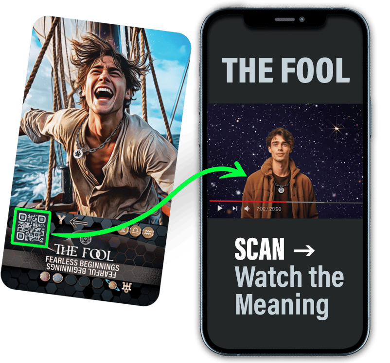 Young man on the ship deck with a joyful expression, representing new beginnings and adventure in spiritual tarot readings.